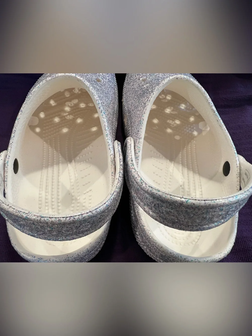 NWT🌟Glitter Crocs Classic Clog- Girls Iridescent White, Blue & Purple Glitter